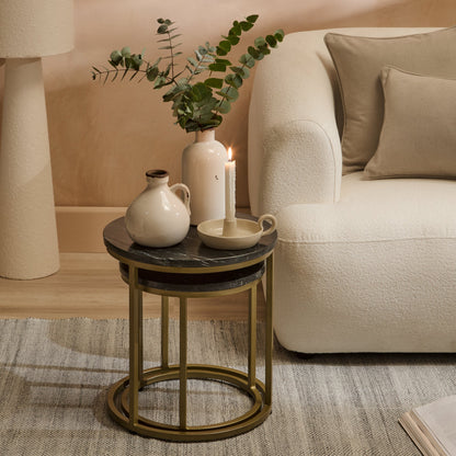 Black Marble Round Nesting Side Tables - Laura James