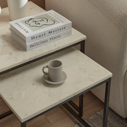 White Marble Square Coffee Table - Laura James