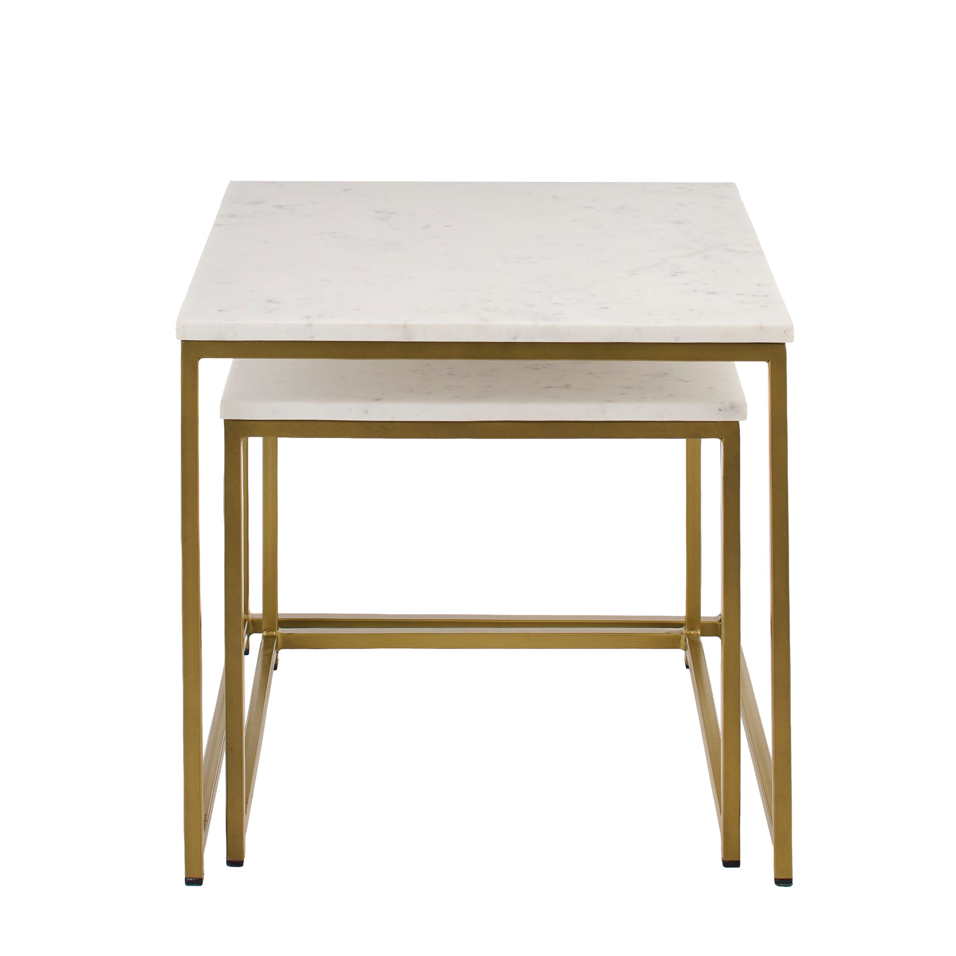Nara Nesting White Marble Square Coffee Table - Gold Frame - Laura James