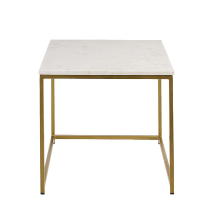 Nara Nesting White Marble Square Coffee Table - Gold Frame - Laura James