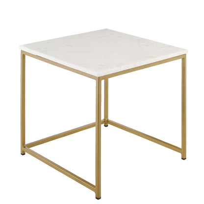 Nara Nesting White Marble Square Coffee Table - Gold Frame - Laura James