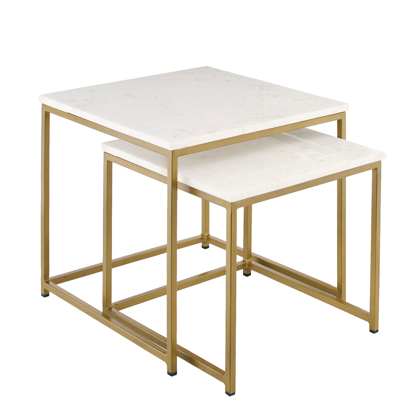 Nara Nesting White Marble Square Coffee Table - Gold Frame - Laura James