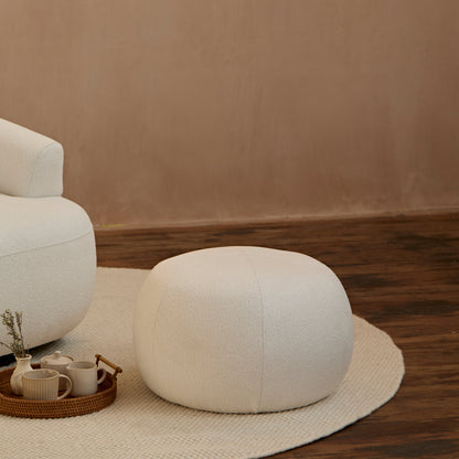 Nathalia 86cm Swivel Armchair - Chalk White Boucle - Laura James