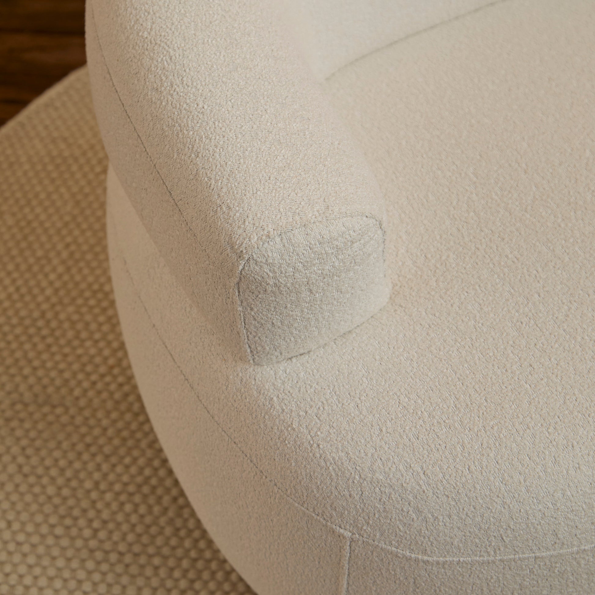 Nathalia 86cm Swivel Armchair - Chalk White Boucle - Laura James