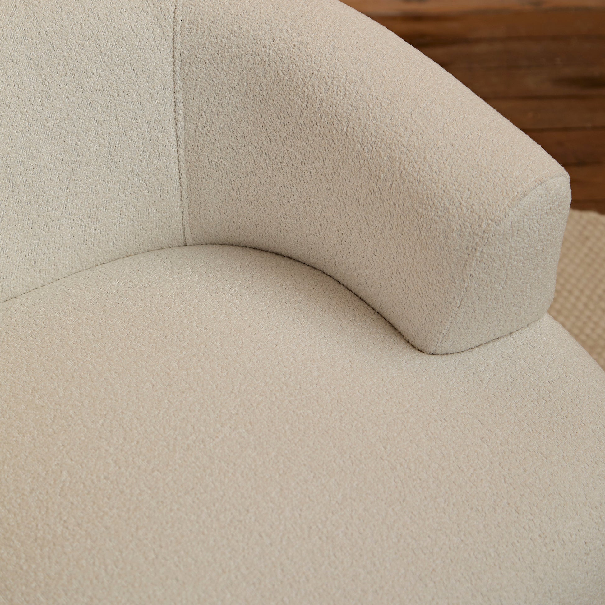 Nathalia 86cm Swivel Armchair - Chalk White Boucle - Laura James
