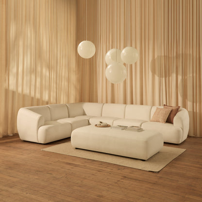 Nathalia Large Corner Sofa - Left Hand - Chalked White Boucle - Laura James 