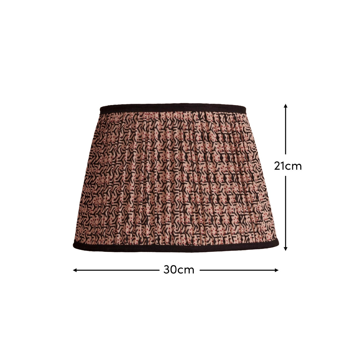 Nimana 30cm Gathered Lamp Shade - Black & Red Geometric - Laura James 