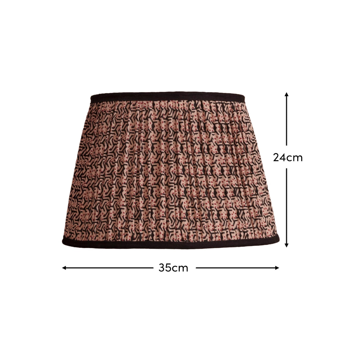 Nimana 35cm Gathered Lamp Shade - Black & Red Geometric