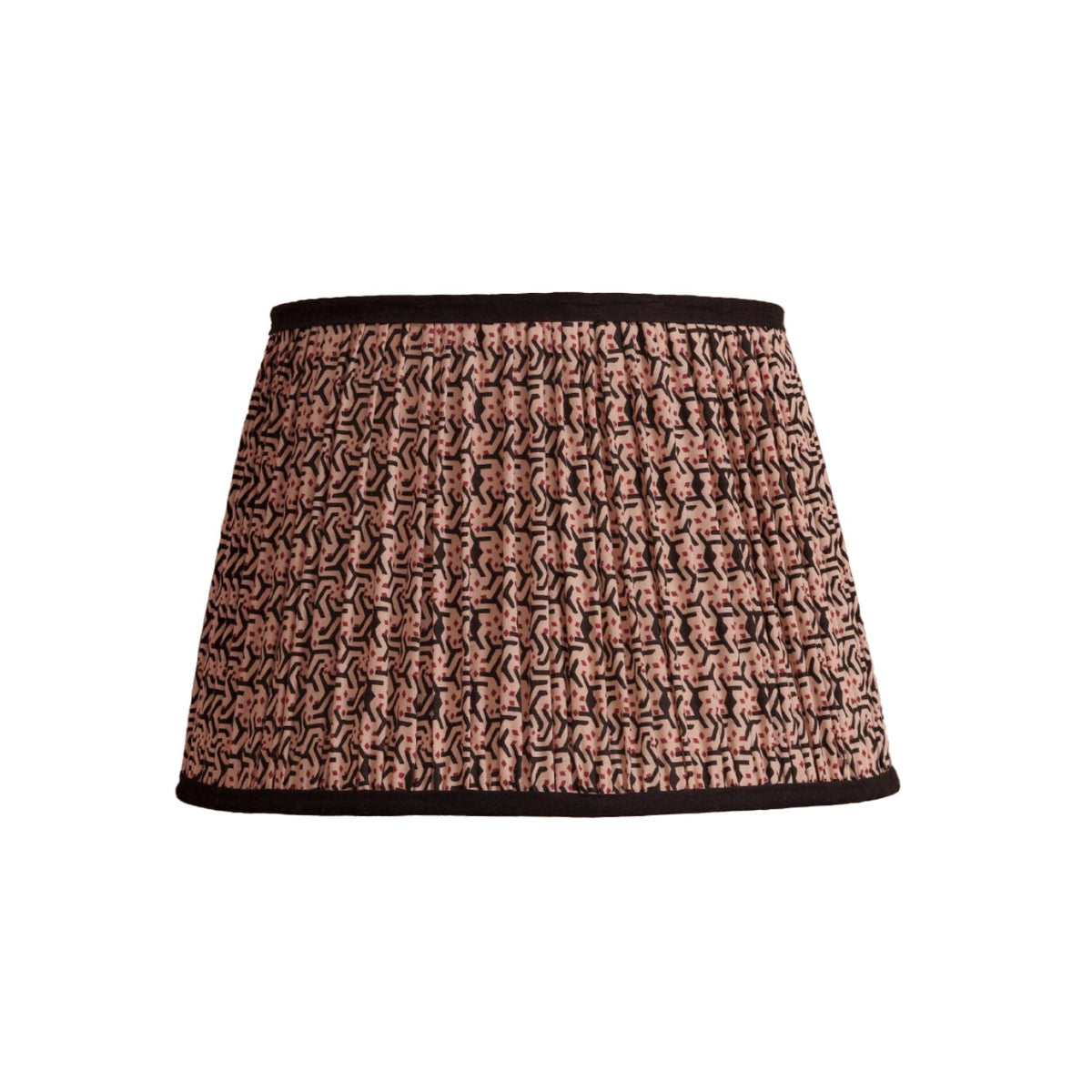 Nimana 40cm Gathered Lamp Shade - Black & Red Geometric