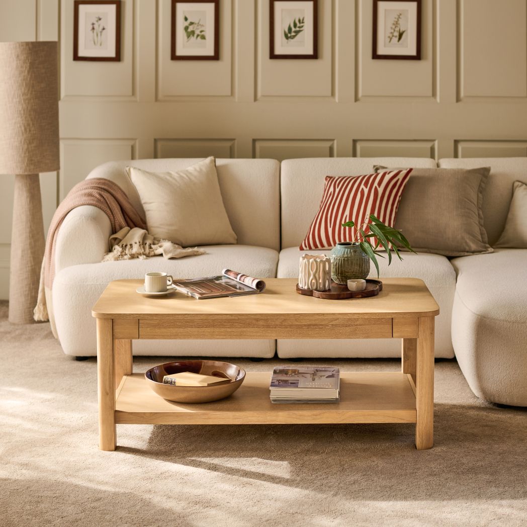 Noah Whitewash Oak Rectangular Coffee Table - Laura James