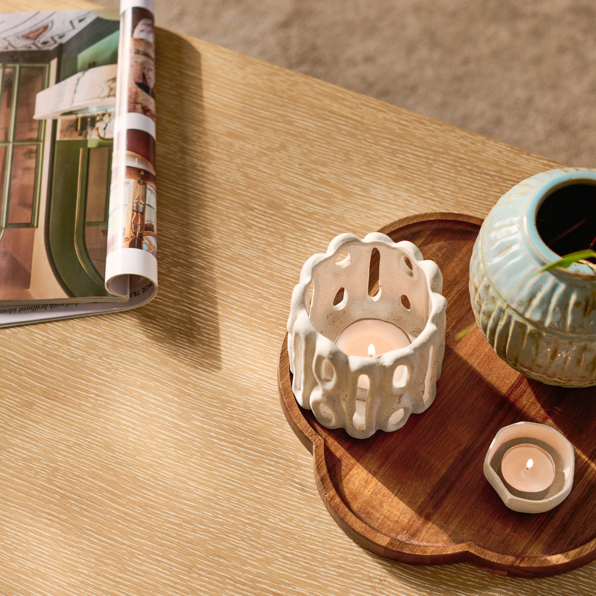Noah Whitewash Oak Rectangular Coffee Table - Laura James