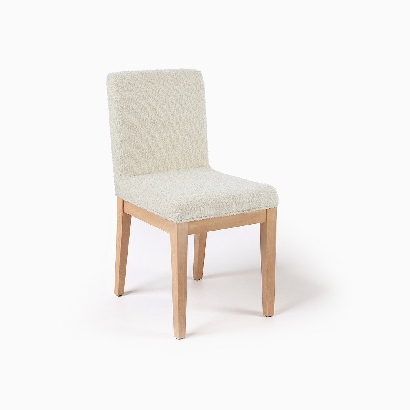 Amelia Whitewash Oval Extending Dining Table Set - 4 Seater - Nolan Boucle Dining Chairs - Whitewash Oak Legs - Laura James