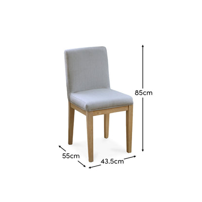 Nolan Fawn Linen Dining Chairs - Set of 2 - Whitewash Oak Legs - Laura James 
