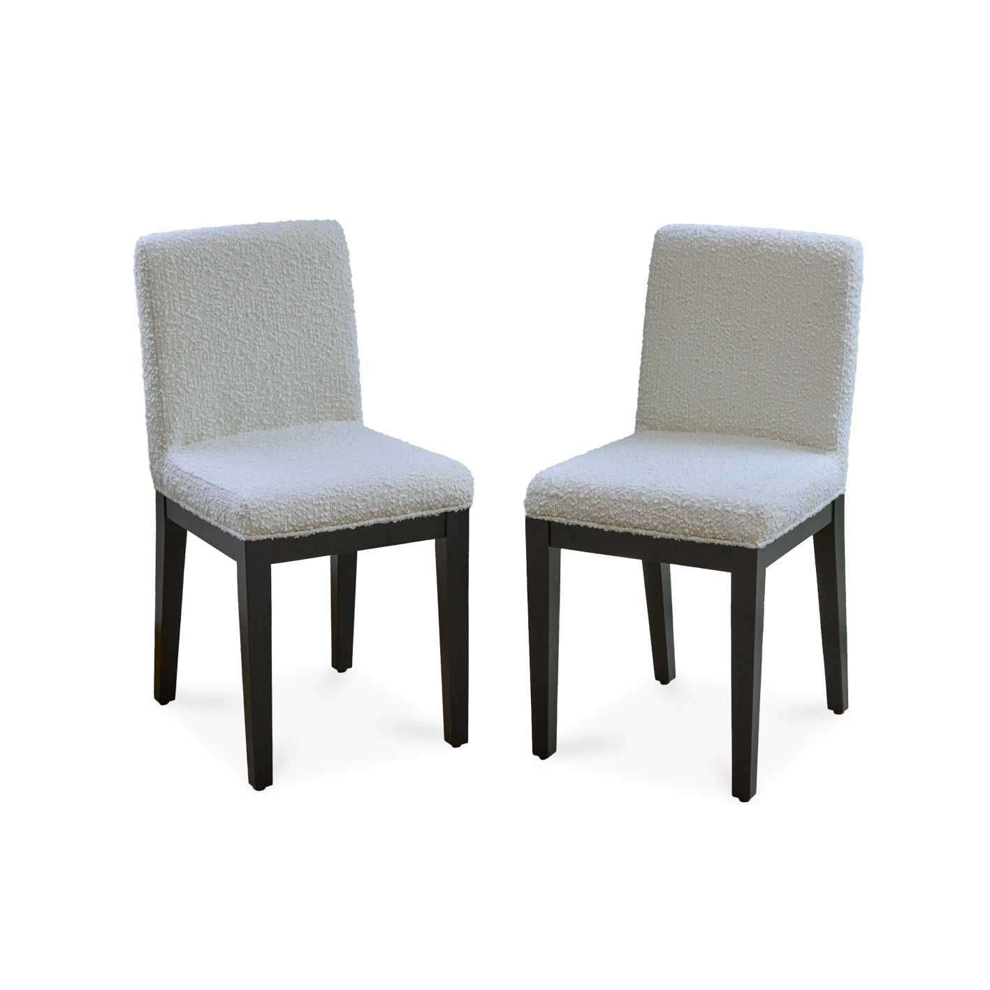 Nolan Off White Boucle Dining Chair -  Set of 2 - Black Oak Legs - Laura James