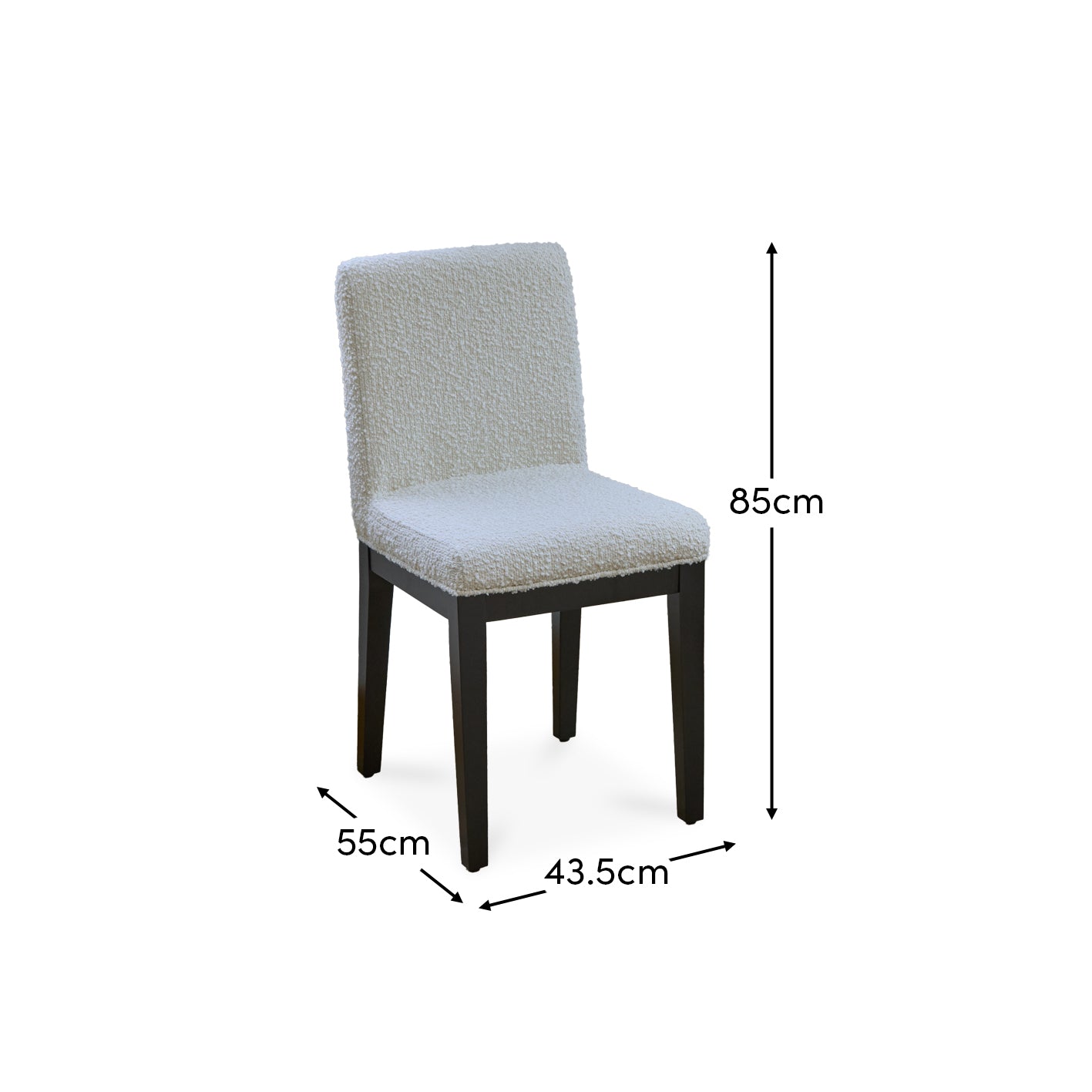 Nolan Off White Boucle Dining Chair -  Set of 2 - Black Oak Legs - Laura James