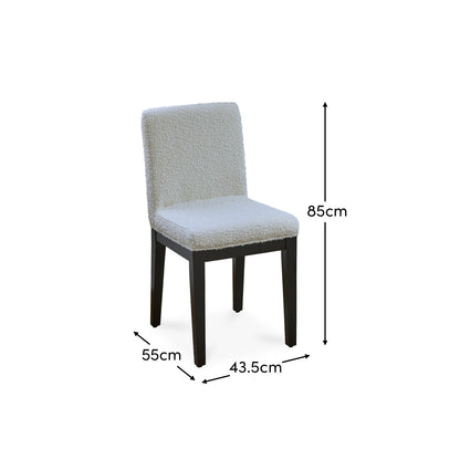 Nolan Off White Boucle Dining Chair -  Set of 2 - Black Oak Legs - Laura James