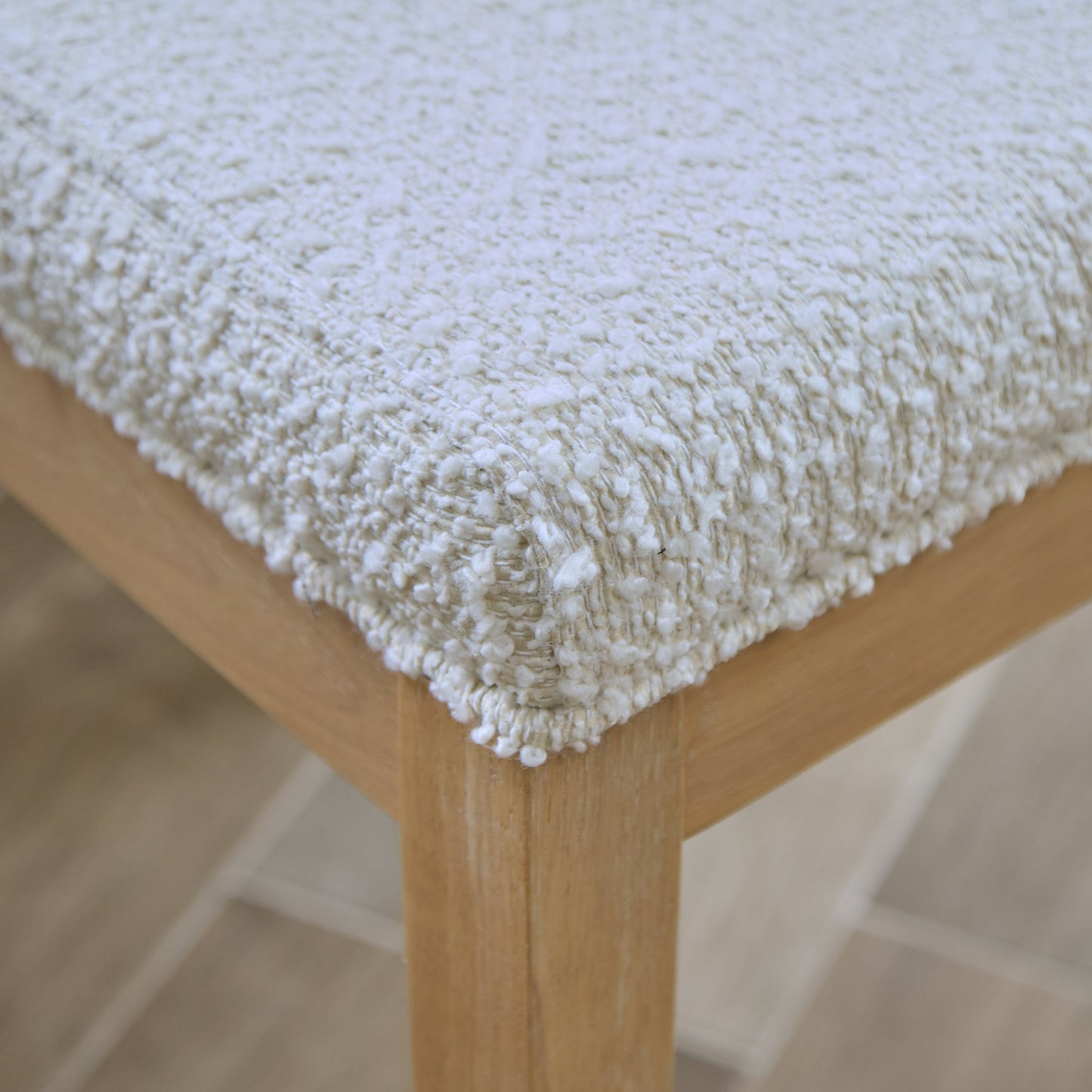 Nolan Boucle Dining Chairs - Set of 2 - Whitewash Oak Legs - Laura James