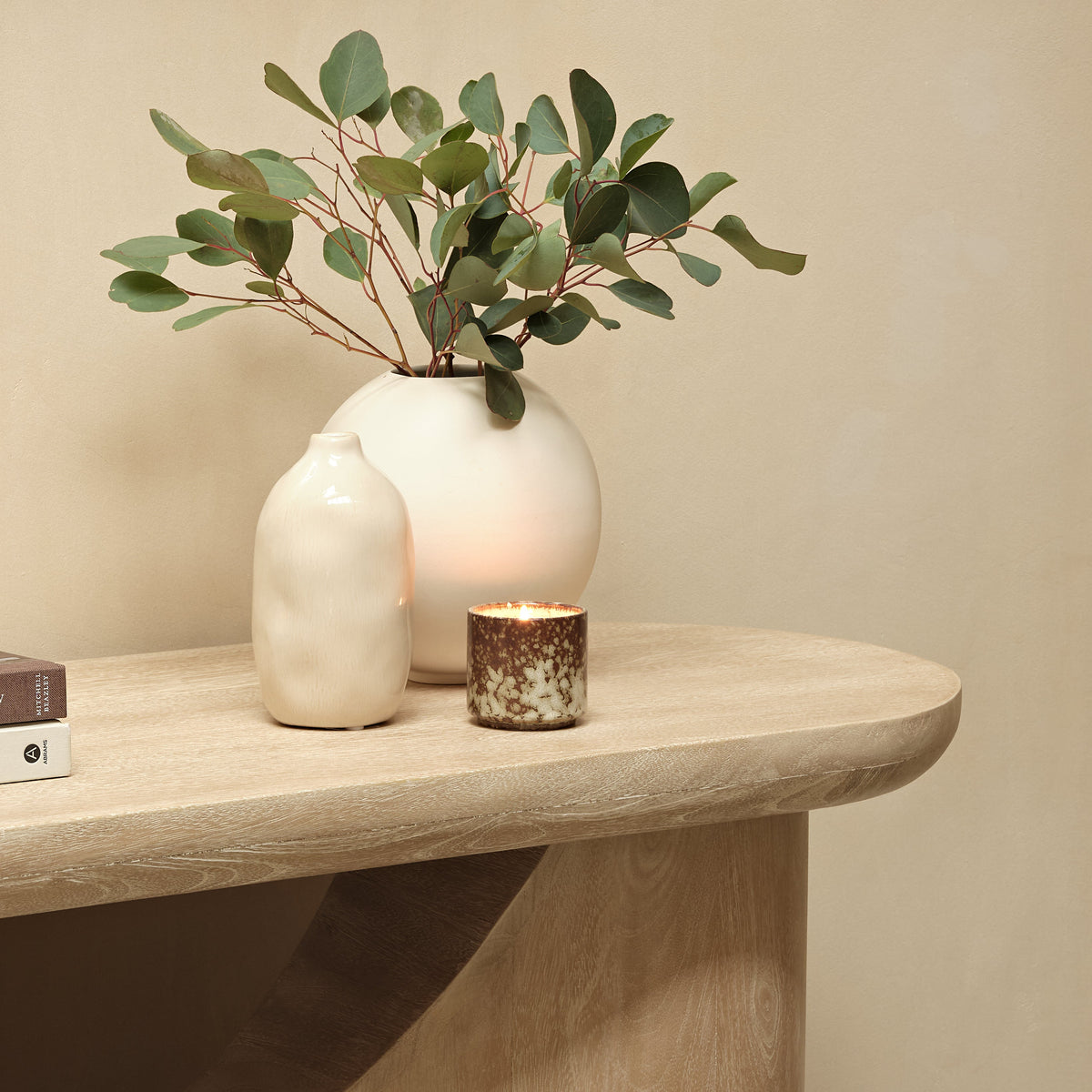 Octavia 110cm Oval Console Table - Limewash - Laura James 