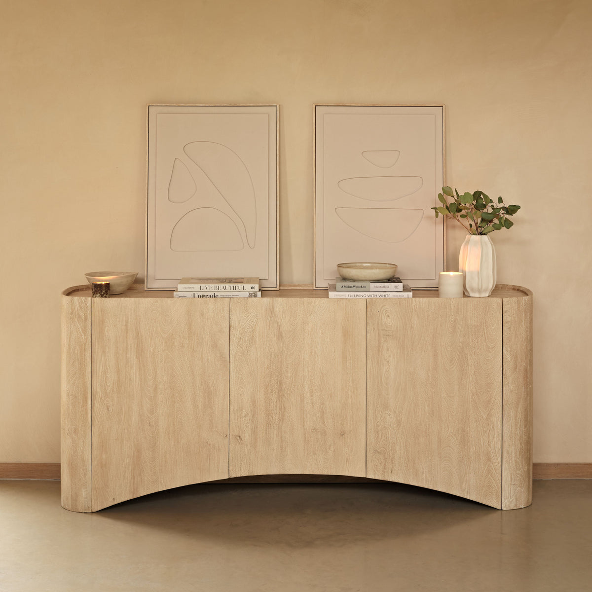 Octavia 3 Door Tall Sideboard - Limewash - Laura James  