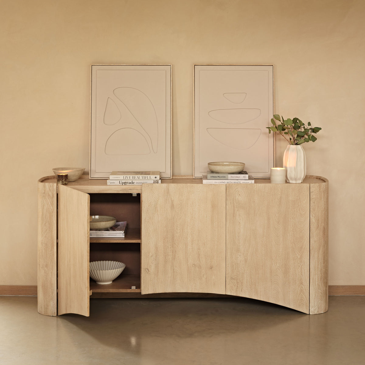 Octavia 3 Door Tall Sideboard - Limewash - Laura James 