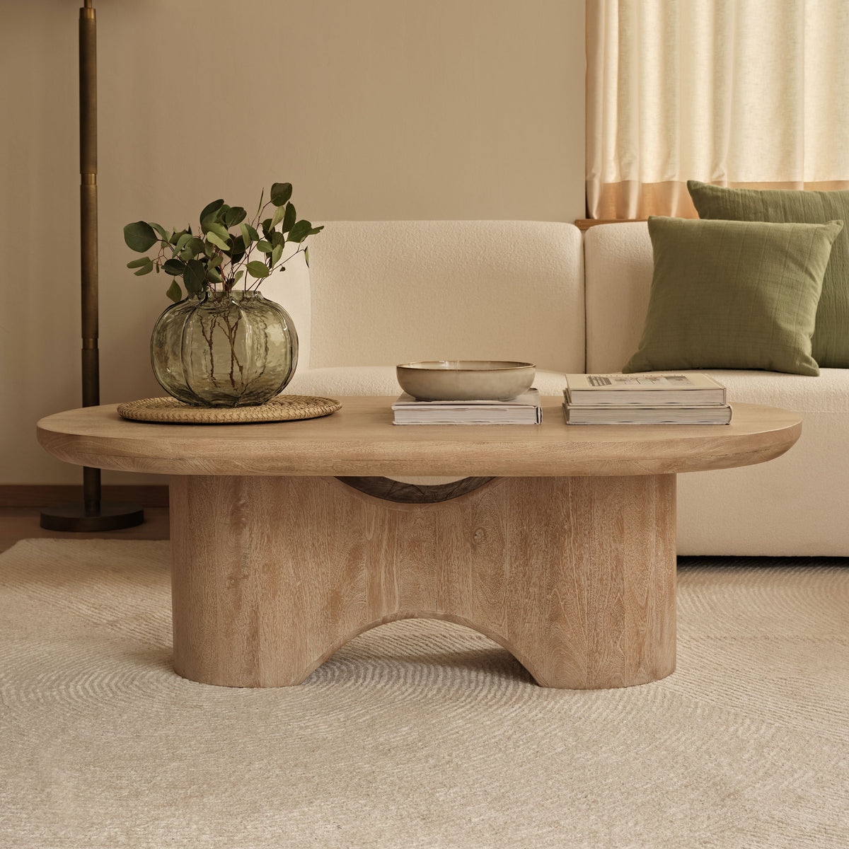 Octavia 120cm Oval Limewash Coffee Table - Laura James 