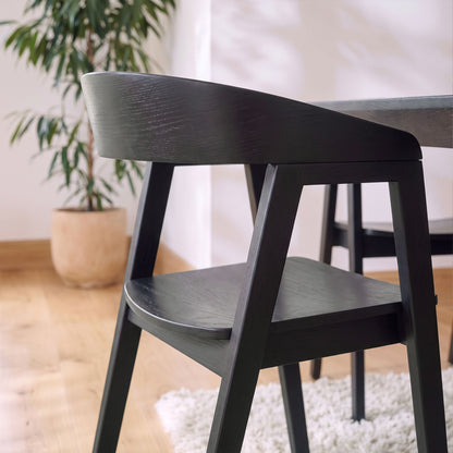 Olivia 160-240cm Black Oak Dining Table Set - 6 Seater - Ella Black Oak Dining Chairs - Laura James 