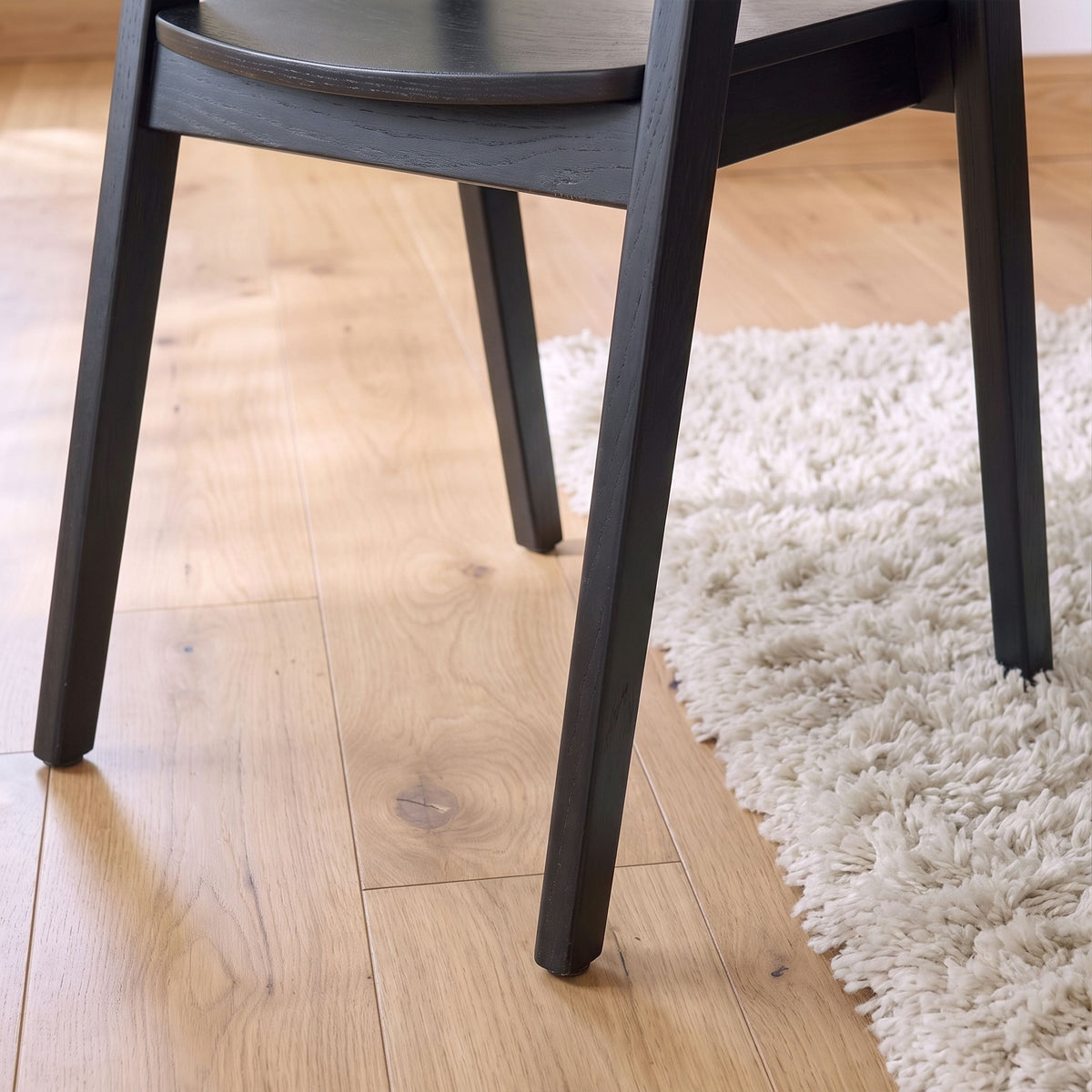 Olivia 160-240cm Black Oak Dining Table Set - 6 Seater - Ella Black Oak Dining Chairs - Laura James 