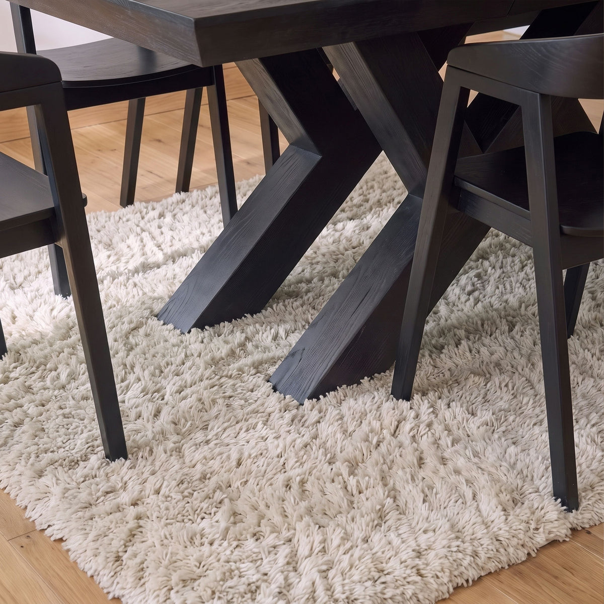Olivia 160-240cm Black Oak Dining Table Set - 6 Seater - Ella Black Oak Dining Chairs - Laura James 