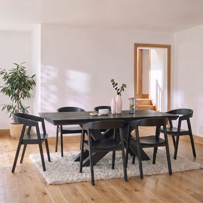 Olivia 160-240cm Black Oak Dining Table Set - 6 Seater - Ella Black Oak Dining Chairs - Laura James 