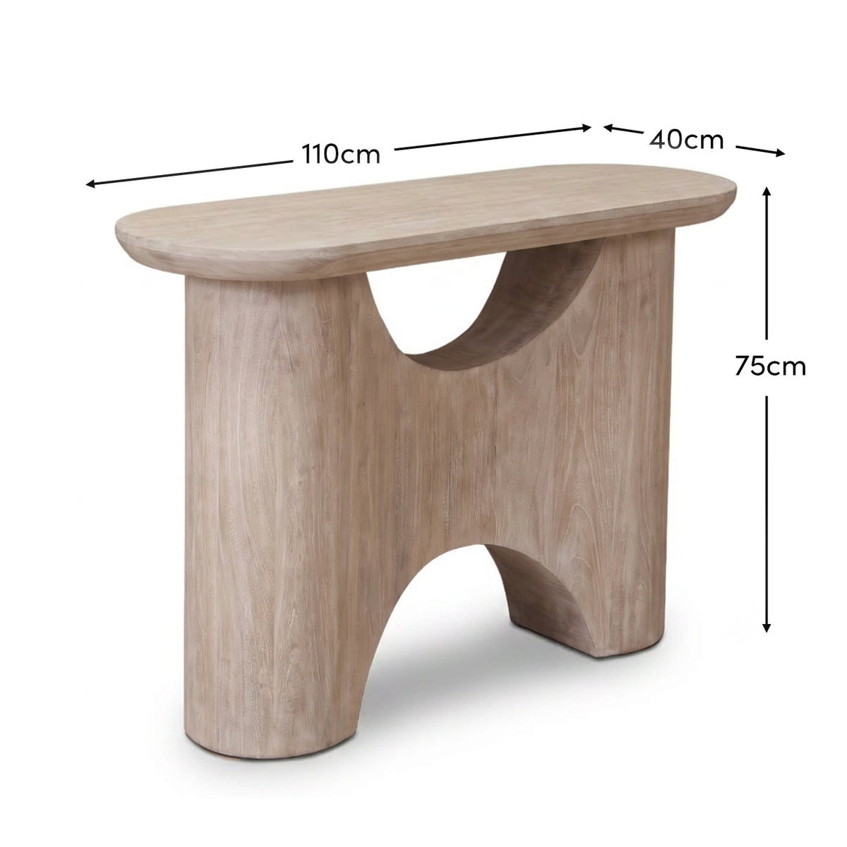 Octavia 110cm Oval Console Table - Limewash - Laura James 