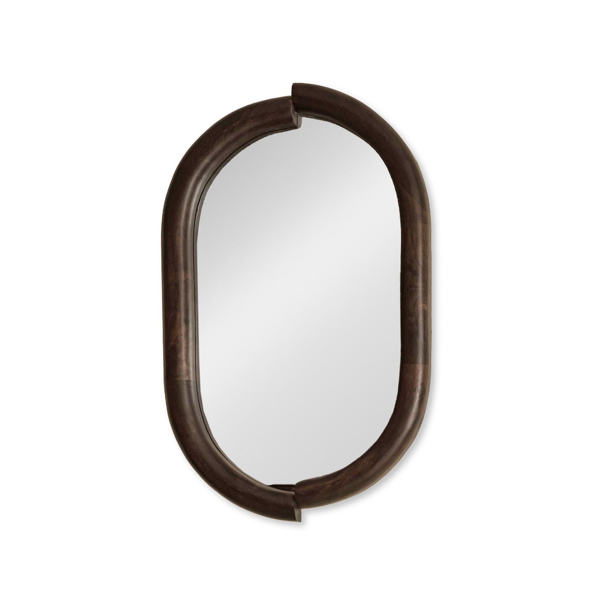 Octavia 80cm Rounded Rectangular Wall Mirror - Coffee Brown Mango Wood - Laura James 