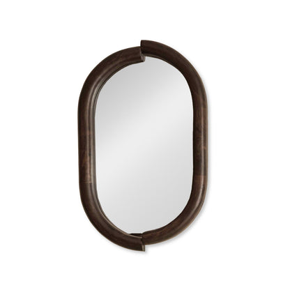 Octavia 80cm Rounded Rectangular Wall Mirror - Coffee Brown Mango Wood - Laura James 