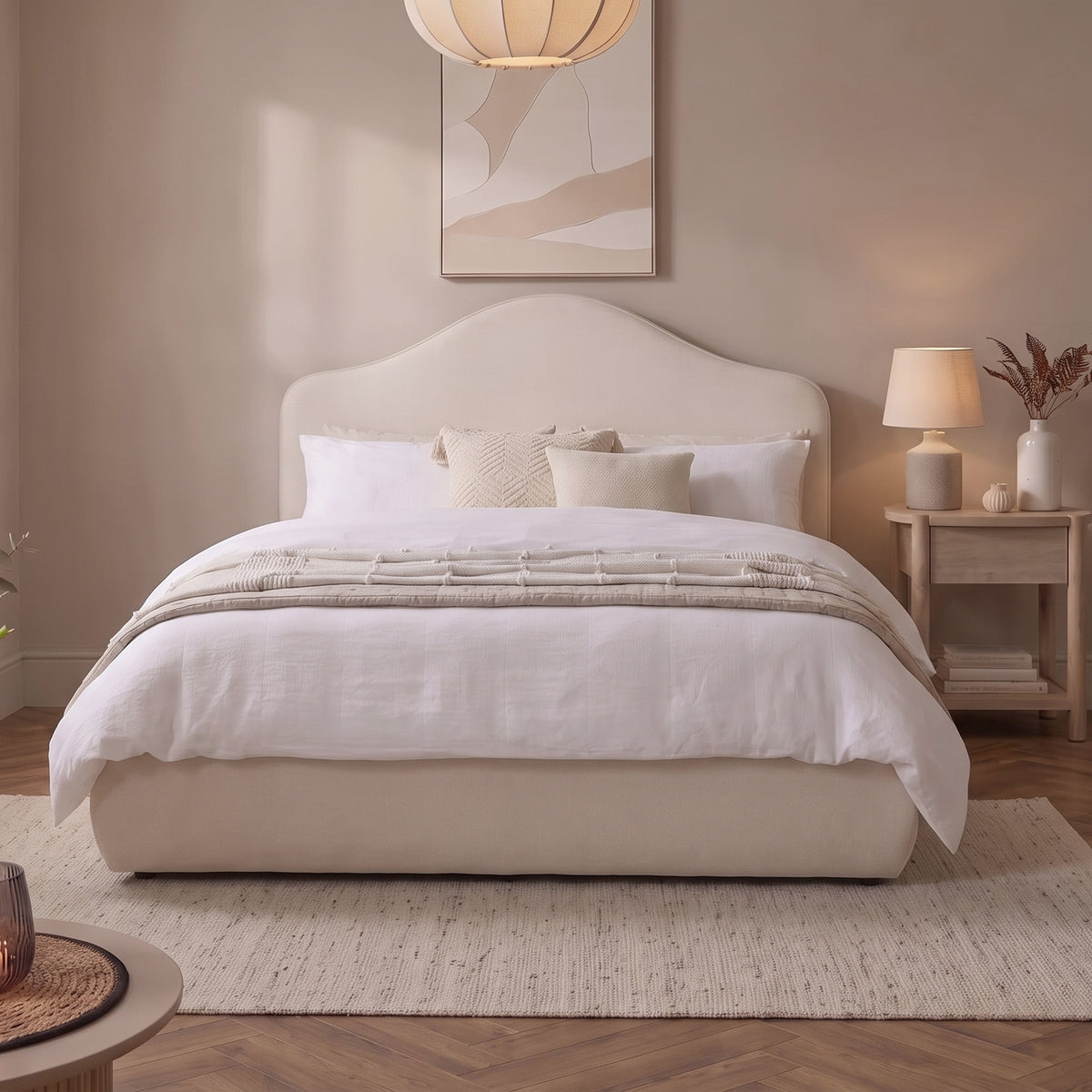 Odette Double Ottoman Bed - Ivory - Laura James Ireland