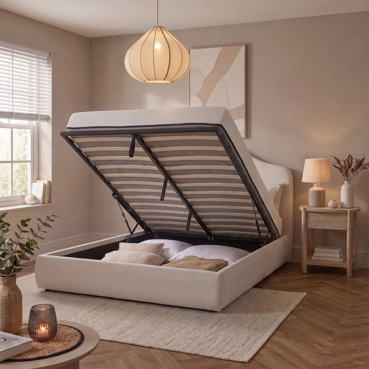 Odette Double Ottoman Bed - Ivory - Laura James Ireland