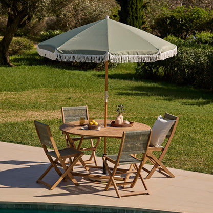 Oia Round Parasol 2m - Wooden Pole - Olive Green - Laura James