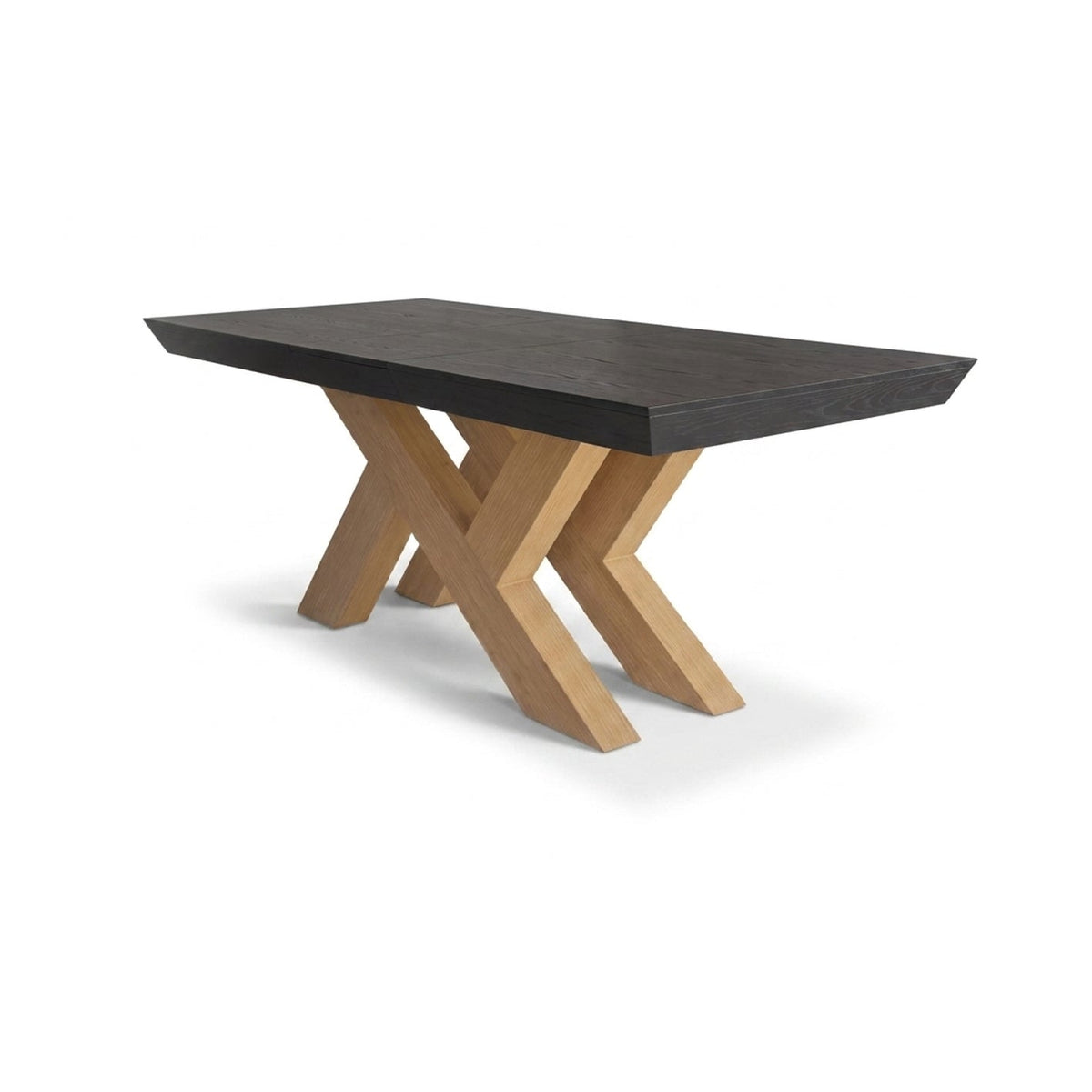 Olivia 160-240cm Black Oak Dining Table Set - 6 Seater - Freya Sand Dining Armchairs - Whitewash Oak Legs