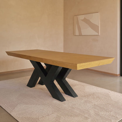 Olivia 160-240cm Pale Oak Dining Table - Black Oak Legs - Laura James 