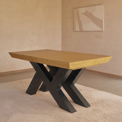 Olivia 160-240cm Pale Oak Dining Table Set - 6 Seater - Mabel Dining Chairs - Black Oak Legs - Laura James 