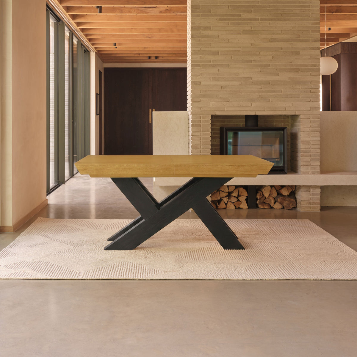 Olivia 160-240cm Pale Oak Dining Table Set - 6 Seater - Mabel Dining Chairs - Black Oak Legs - Laura James 