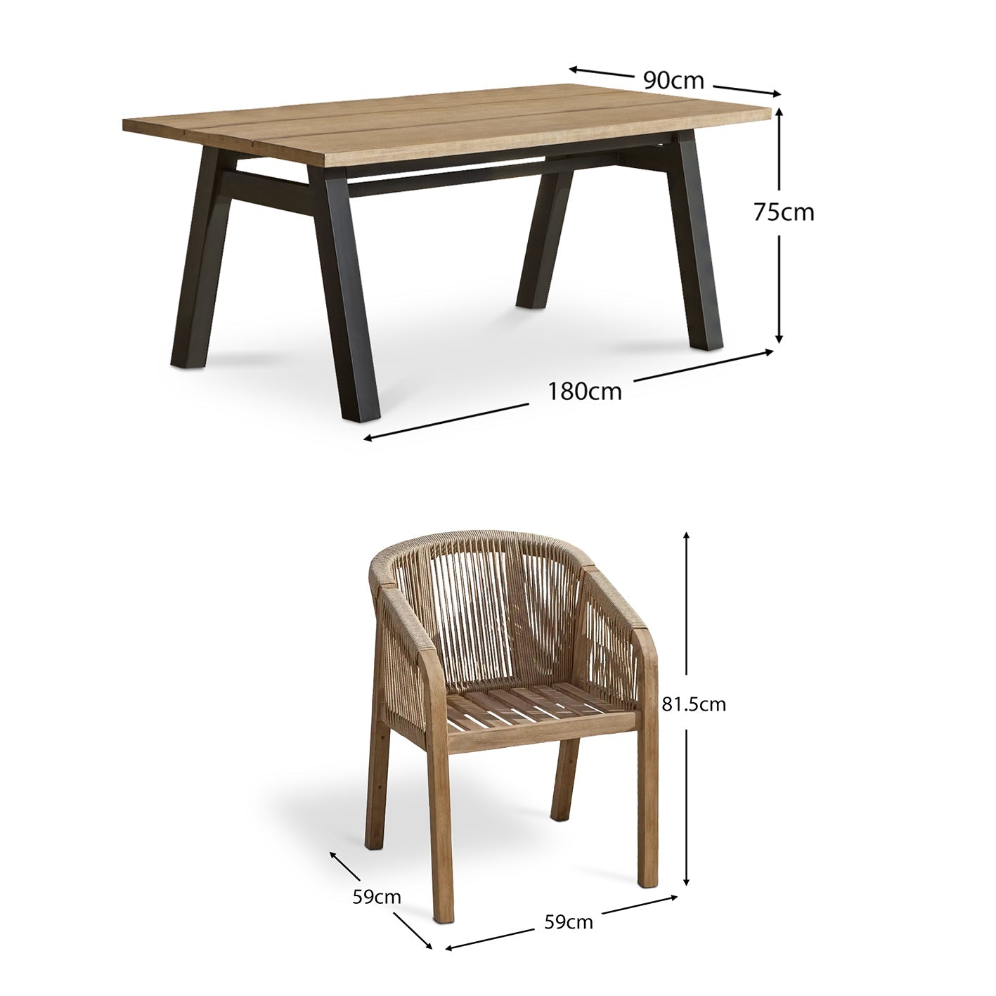 Palm Wooden 6 Seater Dining Table Set with  Nala Wooden Dining Chairs - Laura James 