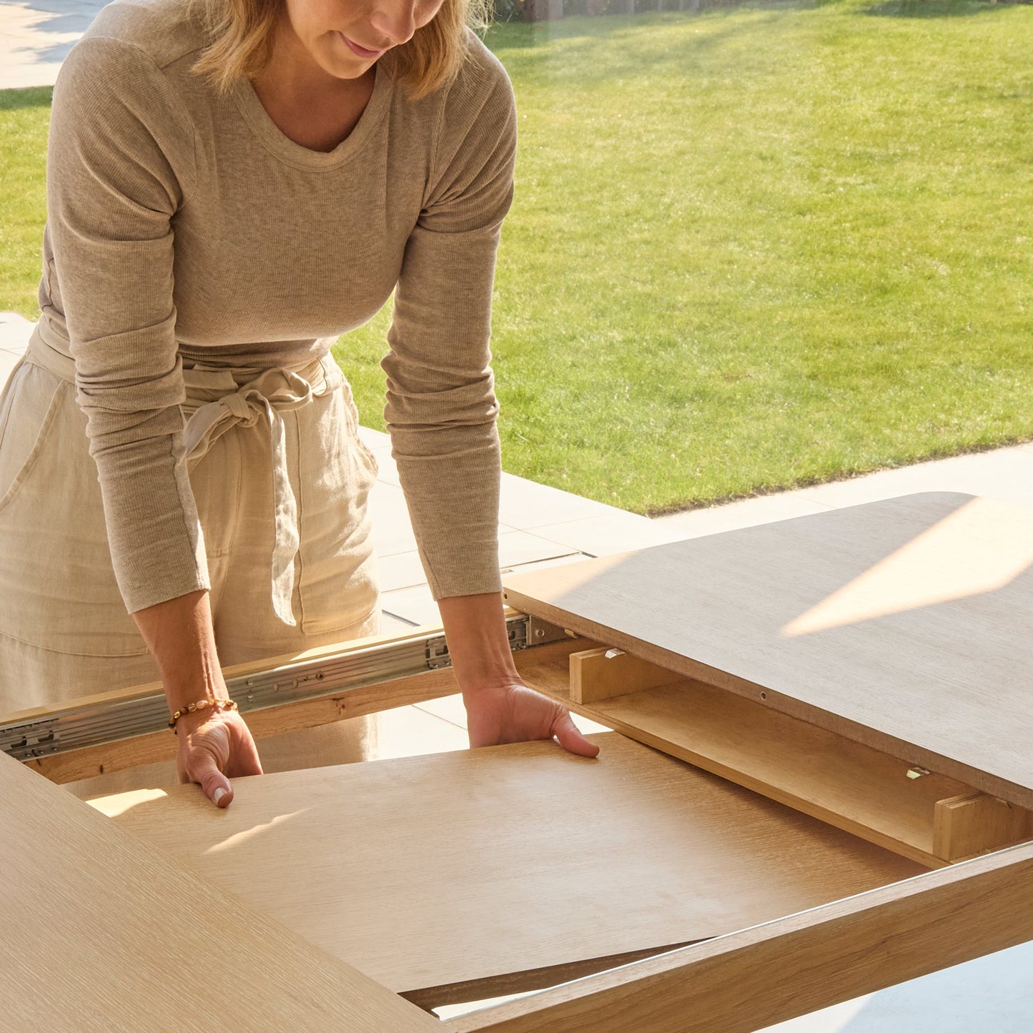 Paul 118-158cm Extending Dining Table - Whitewash Oak - Laura James 