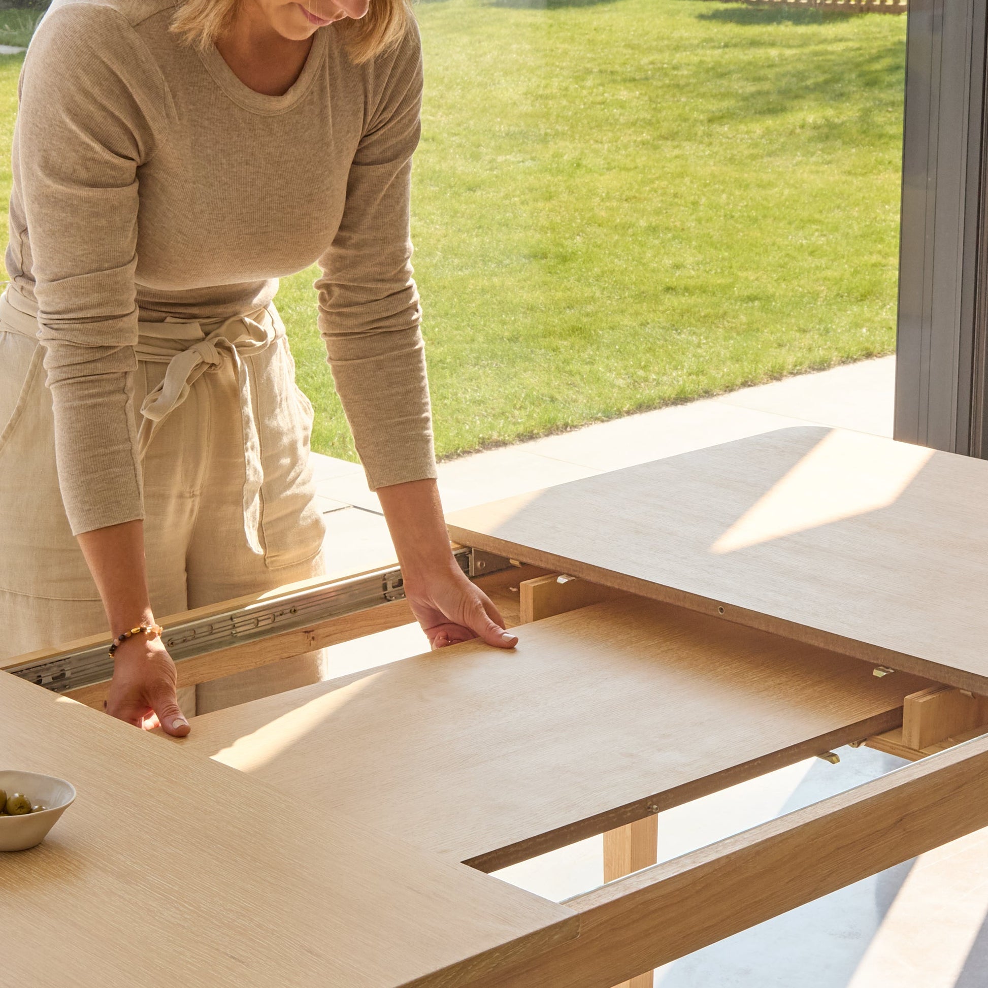 Paul 118-158cm Extending Dining Table - Whitewash Oak - Laura James 
