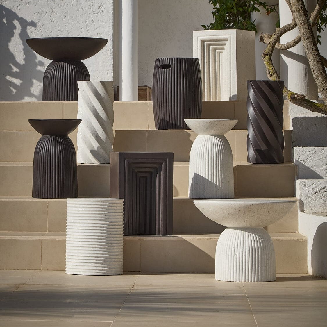 Jabari 35cm Garden Side Table - Lava Black