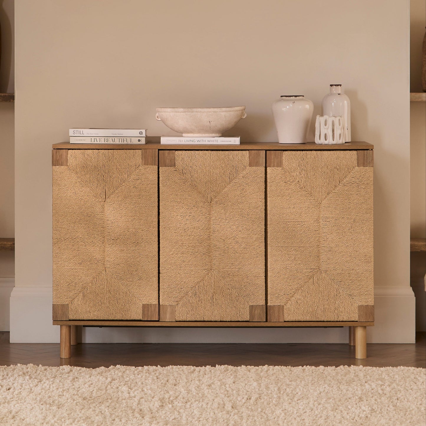 Paloma Natural Weave 3 Door Large Sideboard - Natural Oak - Laura James 