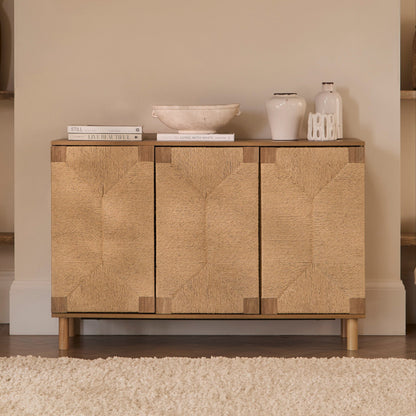 Paloma Natural Weave 3 Door Large Sideboard - Natural Oak - Laura James 