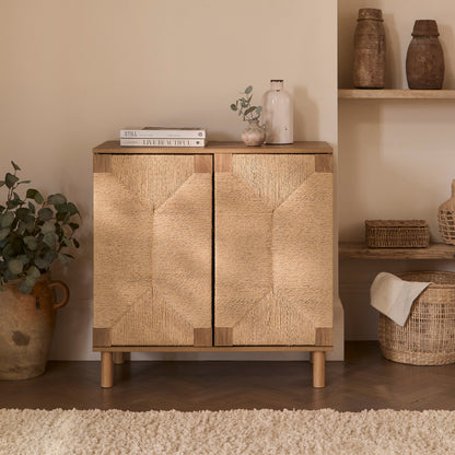 Paloma Natural Weave 2 Door Small Sideboard - Natural Oak - Laura James 