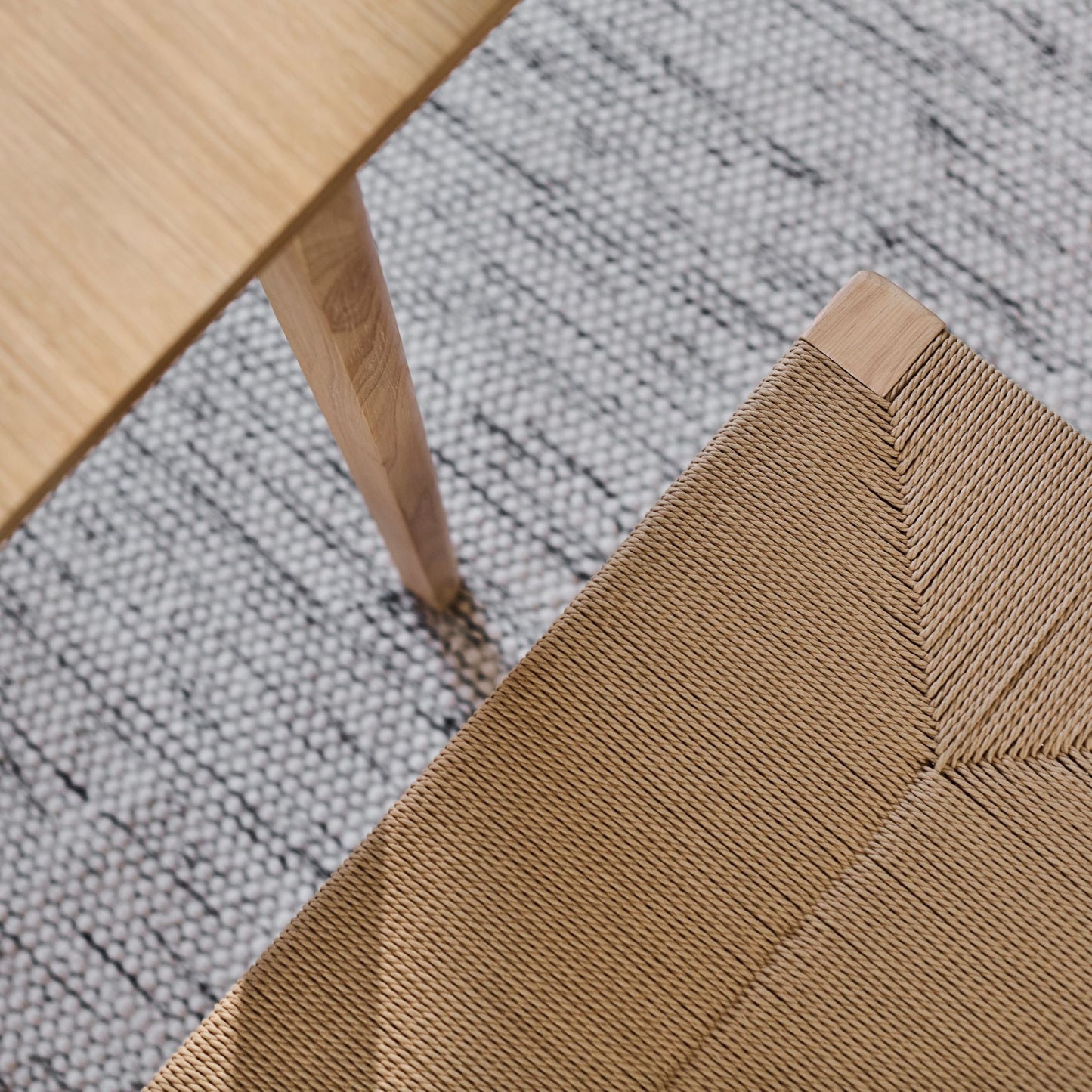 Paul 118-158cm Extending Dining Table & Tilly 150cm Wooden Bench with 2 Tilly 150cm Whitewash Oak Benches & Natural String - Laura James