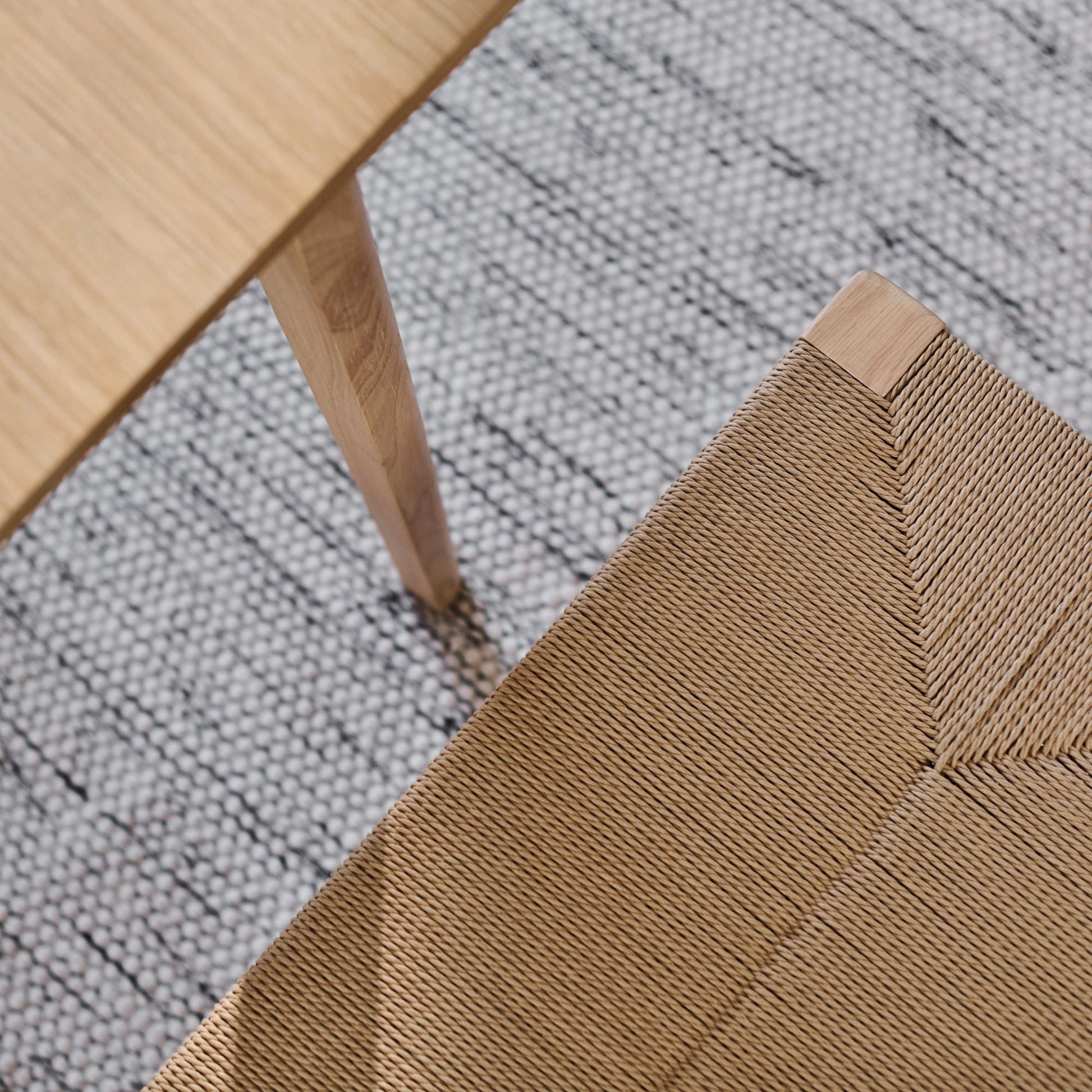 Paul 118-158cm Extending Dining Table & Tilly 150cm Wooden Bench with 2 Tilly 150cm Whitewash Oak Benches & Natural String - Laura James