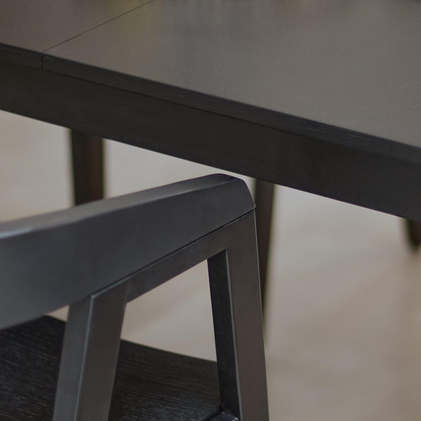 Paul Black Oak Extending Dining Table Set - 4 Seater - Ella Carver Chairs - Black Oak