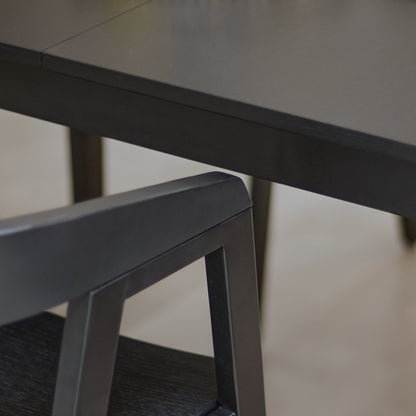 Paul Black Oak Extending Dining Table Set - 4 Seater - Ella Carver Chairs - Black Oak